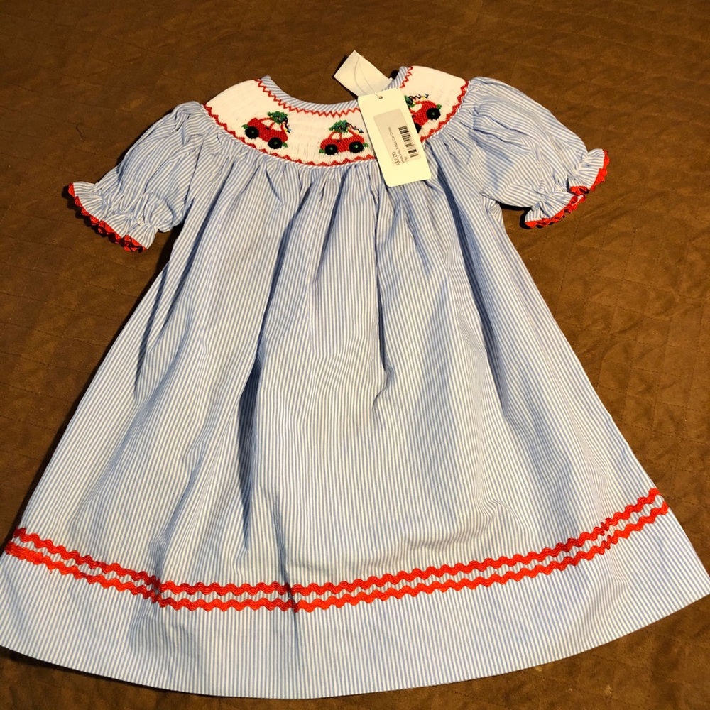 NWT BABEENI SMOCKED CHRISTMAS DRESS SIZE 12 MONTH